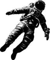 AI generated Silhouette astronaut floating in space black color only full body vector