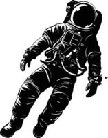 AI generated Silhouette astronaut floating in space black color only full body vector