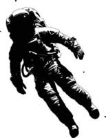 AI generated Silhouette astronaut floating in space black color only full body vector