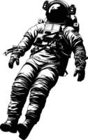 AI generated Silhouette astronaut floating in space black color only full body vector