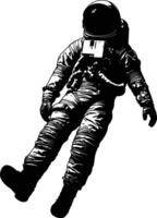 AI generated Silhouette astronaut floating in space black color only full body vector