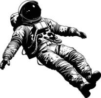 AI generated Silhouette astronaut floating in space black color only full body vector