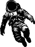 AI generated Silhouette astronaut floating in space black color only full body vector
