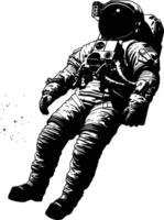 AI generated Silhouette astronaut floating in space black color only full body vector