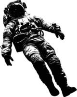 AI generated Silhouette astronaut floating in space black color only full body vector