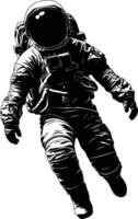 AI generated Silhouette astronaut floating in space black color only full body vector