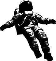 AI generated Silhouette astronaut floating in space black color only full body vector