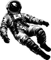 AI generated Silhouette astronaut floating in space black color only full body vector