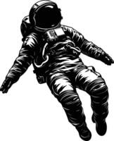 AI generated Silhouette astronaut floating in space black color only full body vector