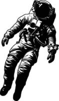 AI generated Silhouette astronaut floating in space black color only full body vector