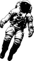 AI generated Silhouette astronaut floating in space black color only full body vector