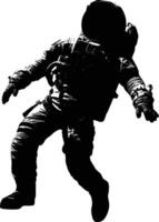 AI generated Silhouette astronaut floating in space black color only full body vector