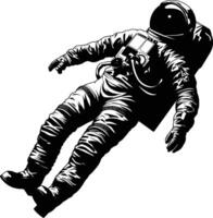 AI generated Silhouette astronaut floating in space black color only full body vector