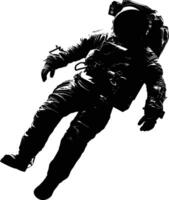 AI generated Silhouette astronaut floating in space black color only full body vector