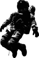 AI generated Silhouette astronaut floating in space black color only full body vector