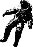 AI generated Silhouette astronaut floating in space black color only full body vector