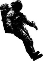 AI generated Silhouette astronaut floating in space black color only full body vector