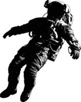 AI generated Silhouette astronaut floating in space black color only full body vector