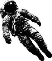 AI generated Silhouette astronaut floating in space black color only full body vector