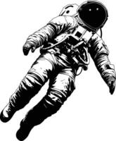 AI generated Silhouette astronaut floating in space black color only full body vector