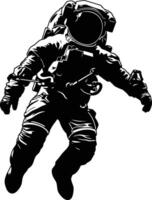 AI generated Silhouette astronaut floating in space black color only full body vector