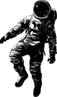 AI generated Silhouette astronaut floating in space black color only full body vector