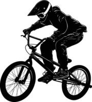 AI generated Silhouette bmx bike jumps in the air black color only full body vector