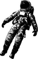ai generado silueta astronauta flotante en espacio negro color solamente lleno cuerpo vector