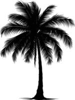 AI generated Silhouette coconut tree black color only vector