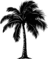 AI generated Silhouette coconut tree black color only vector