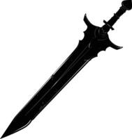 AI generated Silhouette dagger or mini short sword in mmorpg game black color only vector