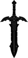 AI generated Silhouette dagger or mini short sword in mmorpg game black color only vector