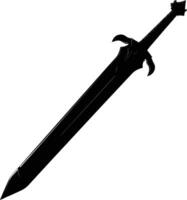 AI generated Silhouette dagger or mini short sword in mmorpg game black color only vector