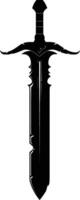 AI generated Silhouette dagger or mini short sword in mmorpg game black color only vector