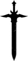 AI generated Silhouette dagger or mini short sword in mmorpg game black color only vector