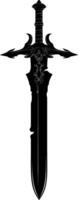 AI generated Silhouette dagger or mini short sword in mmorpg game black color only vector