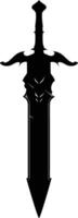 AI generated Silhouette dagger or mini short sword in mmorpg game black color only vector