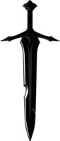 AI generated Silhouette dagger or mini short sword in mmorpg game black color only vector