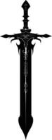 AI generated Silhouette dagger or mini short sword in mmorpg game black color only vector