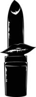 AI generated Silhouette lipstick black color only vector