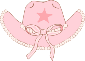 Coquette Cowgirl hat with pink ribbon bow png