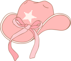 Coquette Cowgirl hat with pink ribbon bow png