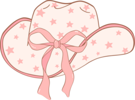 Coquette Cowgirl hat with pink ribbon bow png