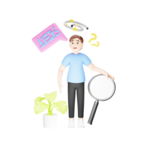 Confused and Tired Boy in 3D Cartoon - Uncertainty in Life Goals png