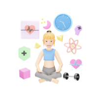 3D Yoga Teacher Illustration Explaining Meditation Benefits png