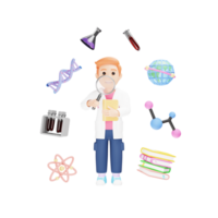 Active Student Engaged in Science Projects - 3D Cartoon Character Illustration png