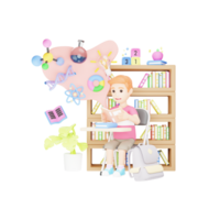 étudiant apprentissage Remarques de classe livre - 3d personnage illustration png