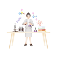 Teacher Conducting Experiments in Laboratory - 3D Character Illustration png