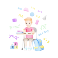 Student Confused in Solving Mathematical Equations - 3D Character Illustration png