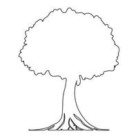 continuous single line drawing of tree vector outline art illustration Minimalist design.